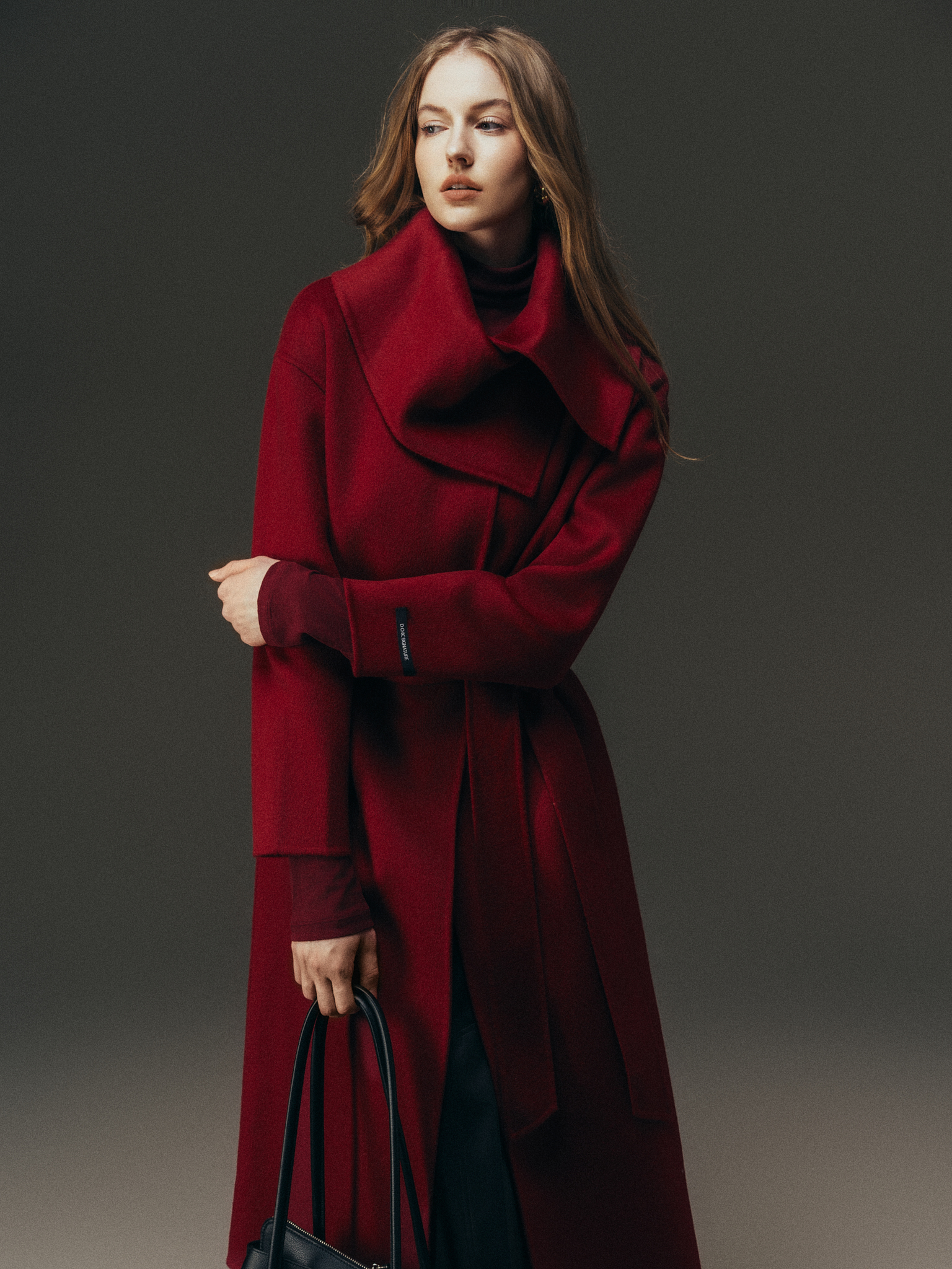 Áo dạ handmade dáng trendcoat cổ khăn